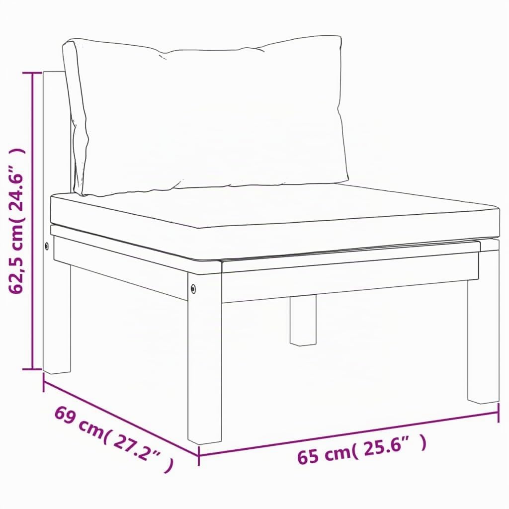 vidaXL Akazienholz Massiv Gartensofa 3-Sitzer mit Kissen Ecksofa Mittelsofa Sofa Lounge Gartenset Garten Garnitur Sitzgruppe Sitzgarnitur Gartenmöbel