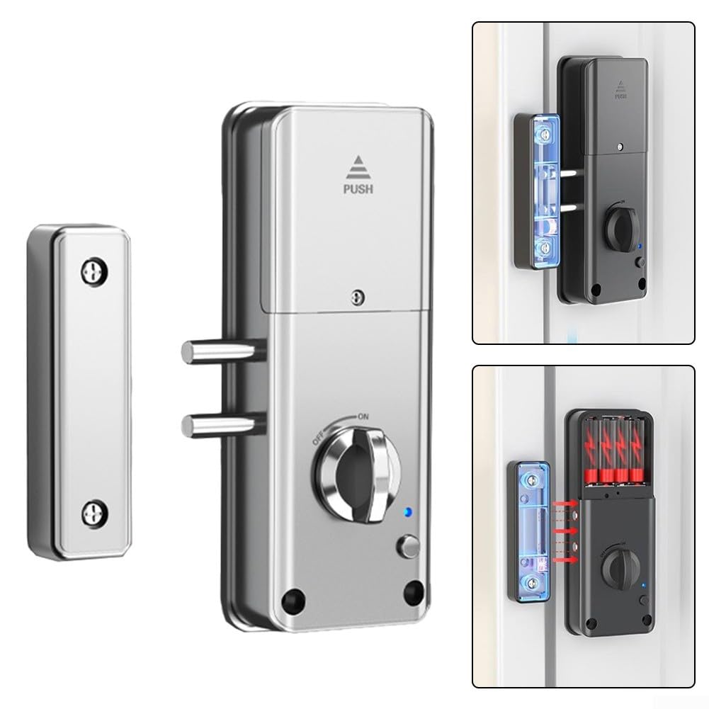Cerradura de puerta invisible inteligente para Tuya - Cerradura de puerta invisible de madera con aplicación para el hogar, hotel, oficina (cerradura para tuya plateada)