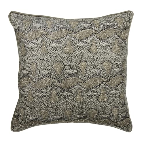 The HomeCentric Argent Housse De Coussin pour Canape, Lot de 2, 60x60 cm Faux Cuir et Daim Housse De Coussin Deco, Housse de Coussin avec Perle & Impression,...