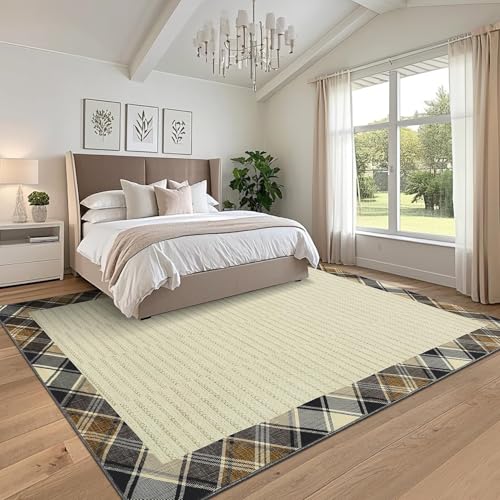 Tapete beige Garvee lavable moderno 9x12 rectangular miniatura 2