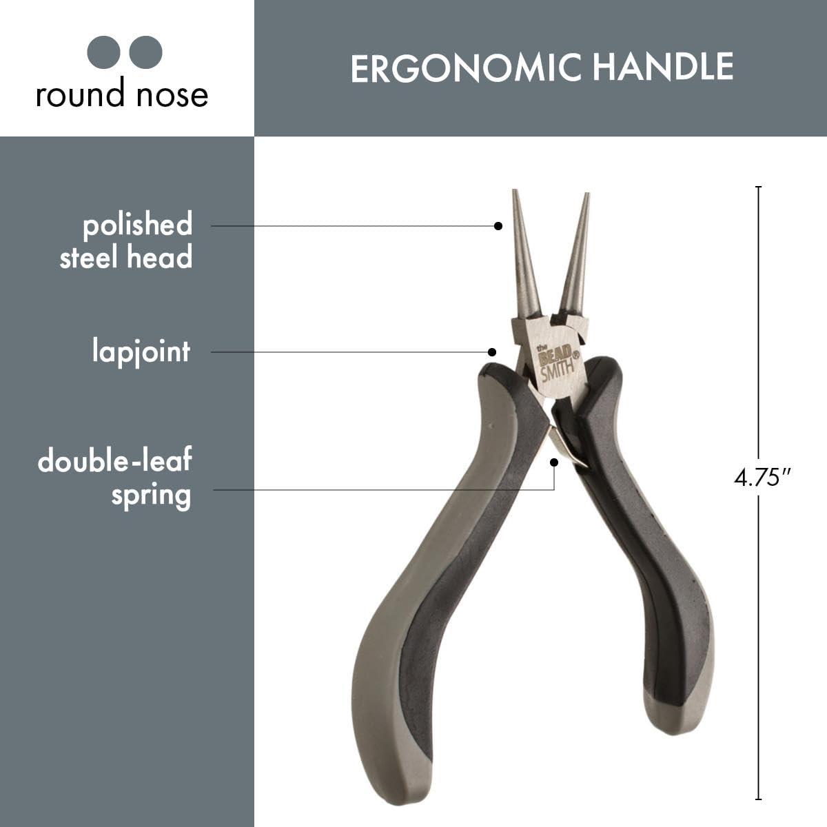 The Beadsmith Szczypce okrągłe – seria ekonomiczna – 127 mm – wygodny ergonomiczny uchwyt ze sprężynami dwuskrzydłowymi i głowicą ze stali polerowanej – narzędzie do produkcji biżuterii