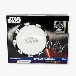 Zonacriativa – Kit Café da Manhã Star Wars | Caneca, Bowl e Prato em Cerâmica Resistente | Para Lanches/Refeições Rápidas e Divertidas - Café da Tarde Personalizado e Especial