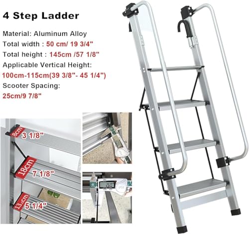 Escalera de litera resistente de 4 escalones con pasamanos de seguridad 2