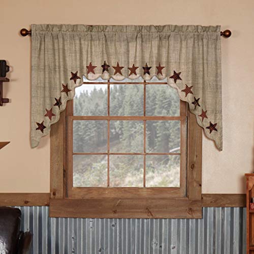 VHC-Brands-Primitive-Classic-Country-Kitchen-Window-Curtains-Abilene-Star-Tan-Swag-Pair VHC Brands Primitive Classic Country Kitchen Window Curtains Abilene Star Tan Swag Pair