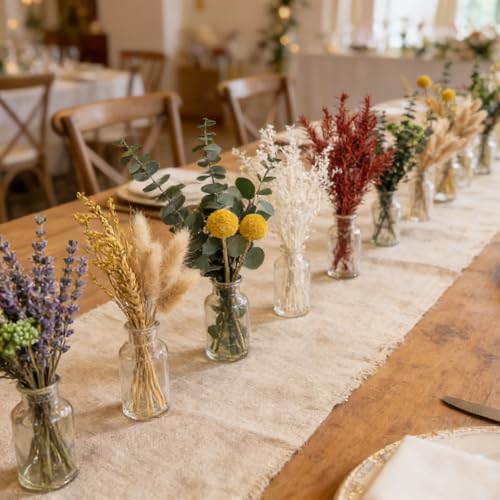 Celblisora 12er Set getrocknete Blumen–Enthält Lavendel,Eukalyptus,Weizen,Hasenschwanzgras, handgefertigt für DIY Bastelarbeiten,Vasendekoration,Hochzeits Dekorationen