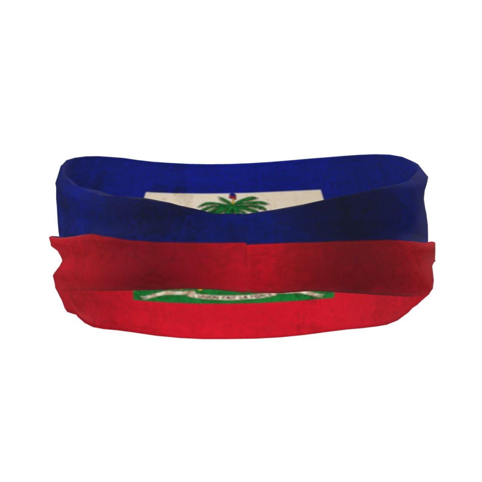 Retro Haiti Flag Mans Womens Sweatband Sports Headbands Fitness Sweat Absorption Elastic Belt