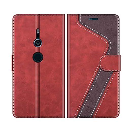 MOBESV fodral kompatibel med Sony Xperia XZ2, magnetiskt mobilfodral flip-fodral till Sony Xperia XZ2 telefonfodral, Röd