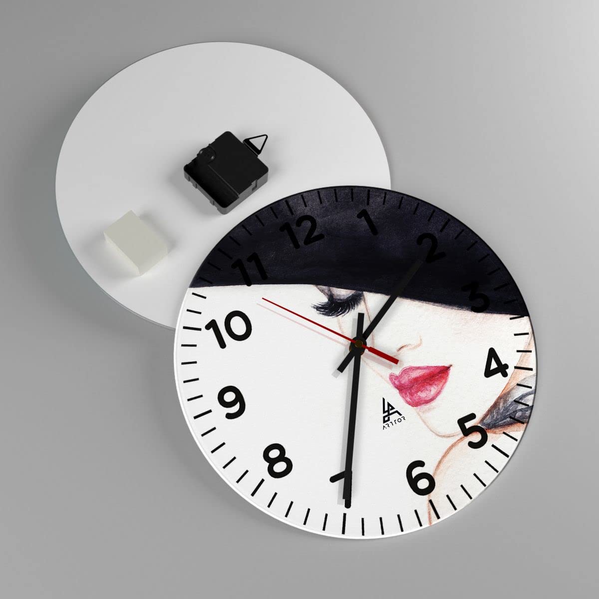 OROLOGIO DA PARETE in Vetro 40x40cm Disegno cartone animato graffiti Silenzioso EUR 55,99