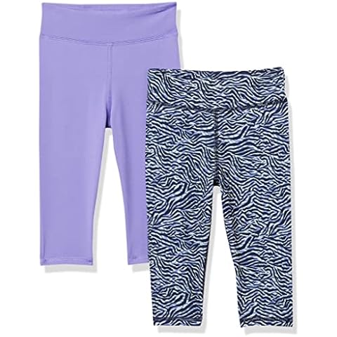 Amazon Essentials Girls' Active Capri Leggings, Lilac/Navy Cover