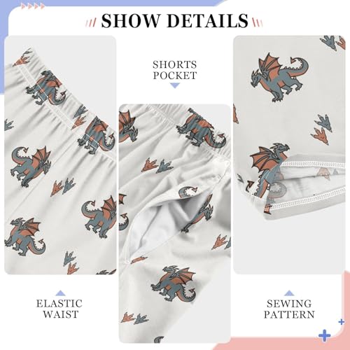 Dragon and Footprint Boys Long Pants Soft Trousers Elastic Waist Kids Lounge Bottoms with Pockets S-XL4