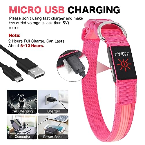 YFbrite Light up Dog Collar, USB Rechargeable LED Pet Collar, Flashing Night Visibility Neckwear - Image 4