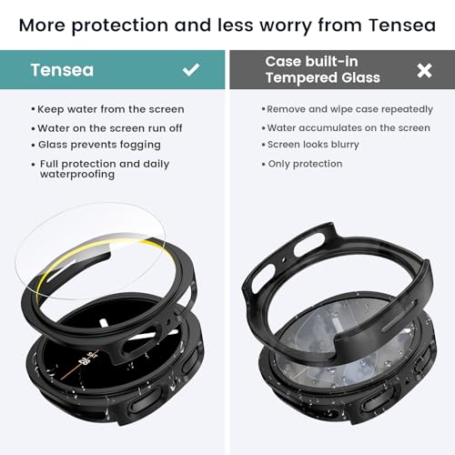 Image of Tensea [5+5Pack for Samsung Galaxy Watch 8 Screen Protector Case 44mm Accessories, Hard PC Bumper /HD Anti-Fog Tempered Glass Protective Film, Face Cover Set, Galaxy Watch 8 Case for Women Men
