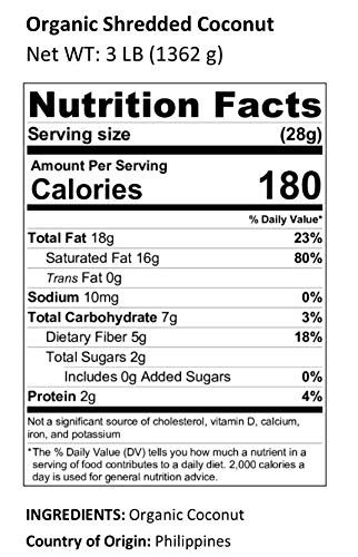 image for Anna and Sarah Organic Shredded Coconut, Unsweetened, Medium-Size, Per