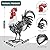 Metal Rooster Statue Yard Decor - 15" Solar Light Metal Yard Art Standing Chicken Statue Garden Decoration, Large Animal Sculpture Chicken Figture for Outdoor Porch Patio Backyard Lawn Ornament