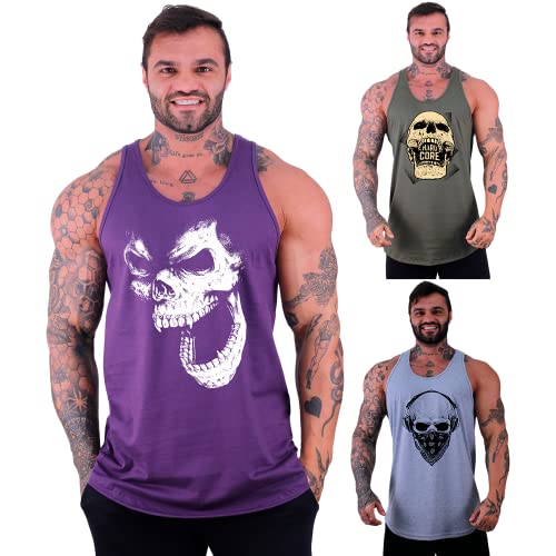 Kit 3 Regatas Longline Masculina MXD Conceito Academia Musculação Treino Gym Cavada Tank (G, Opção 2