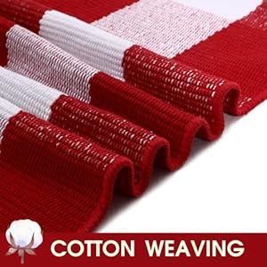 Christmas Red and White Plaid Rug - 28 x 43 Inches Outdoor Front Door Decor Mat Cotton Washable Hand-Woven Rug Christmas New Year Holiday Porch Entryway Layered Doormat Christmas Red and White Plaid Rug 28 x 43 Inches Outdoor Front Door Decor Mat Cotton Washable Hand Woven Rug Christmas New Year Holiday Porch Entryway Layered Doormat