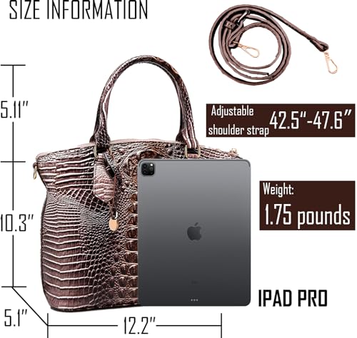 Image of Makcr Joacbv Women Purse Satchel Bag Long Crossbody Classy Tote Bag Top Handle Vegan Leather Ladies Handbags Embossed Pattern