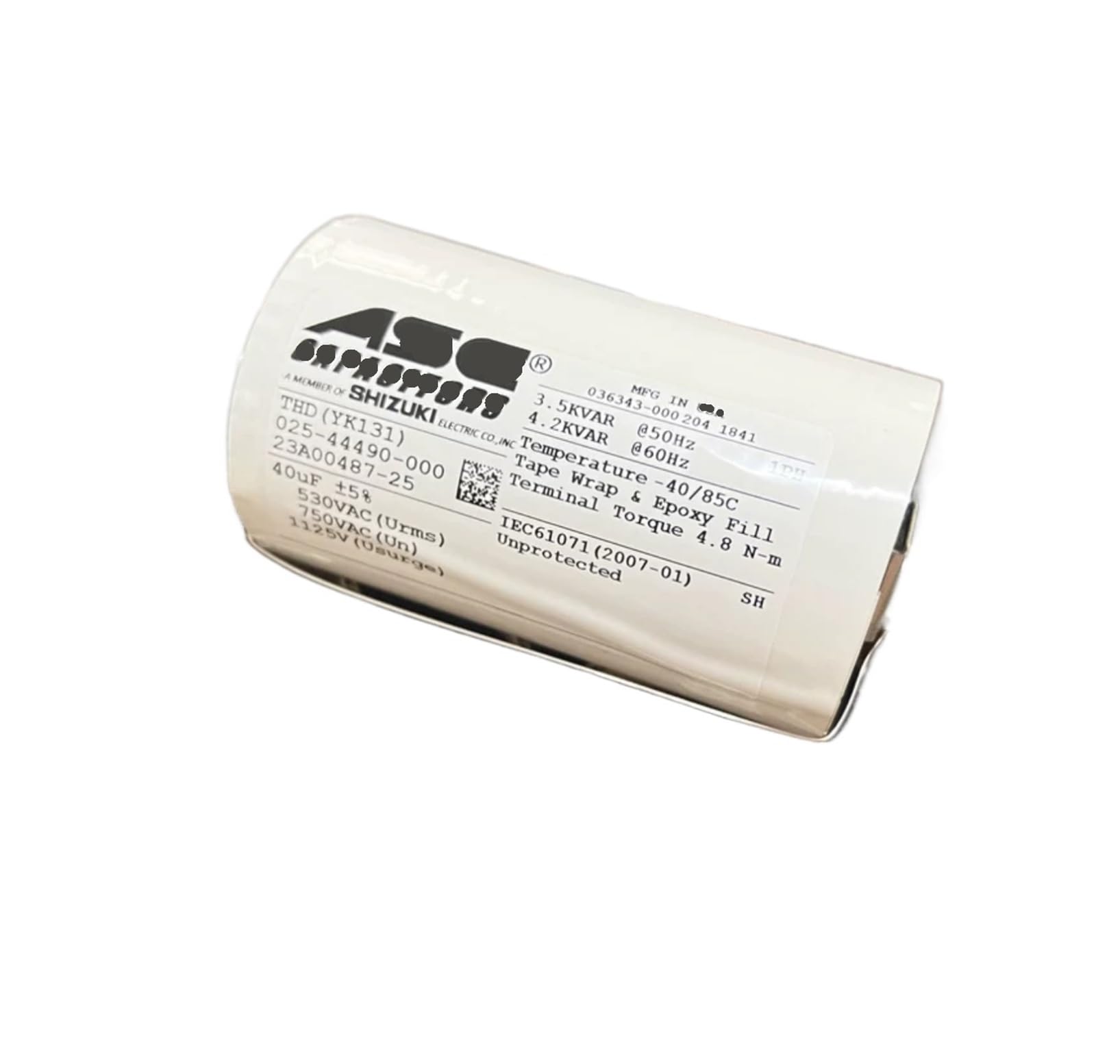 KSZHZYMGX 40uF 530V AC 750V AC 1125V Industrial Grade AC Filter Capacitor