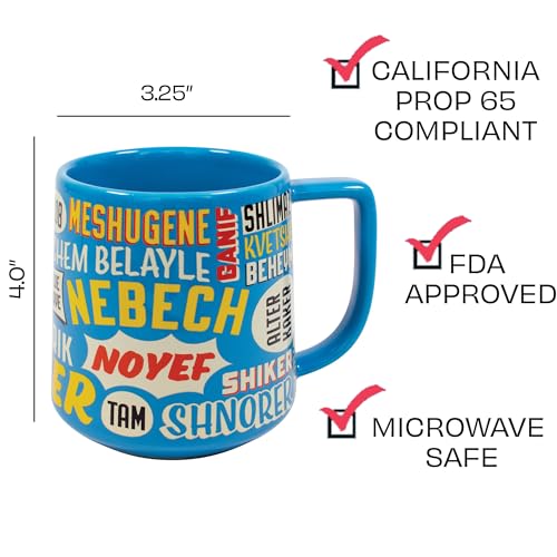 Taza de cerámica azul con insultos en Yiddish, 14 oz miniatura 3