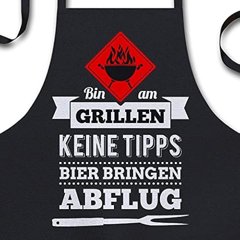 YORA Grillschürze für Männer lustig - Bin am Grillen - Vatertagsgeschenk inkl. personalisierbarer Urkunde - lustige Geschenke zum Vatertag - Geschenkideen Papa & Opa Cover