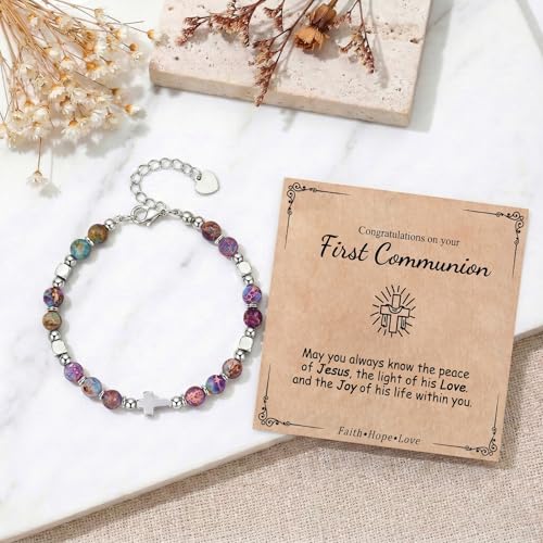 Image of Cross Bracelet for Women Girls, Christian Gifts for Daughter Granddaughter Sister In Christ Friend Niece, Baptism Confirmation First Communion Gifts for Girls
