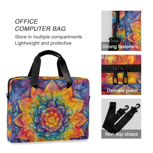 Maletín para portátil con patrón mandala amarillo y azul 13-15.6 pulg miniatura 6