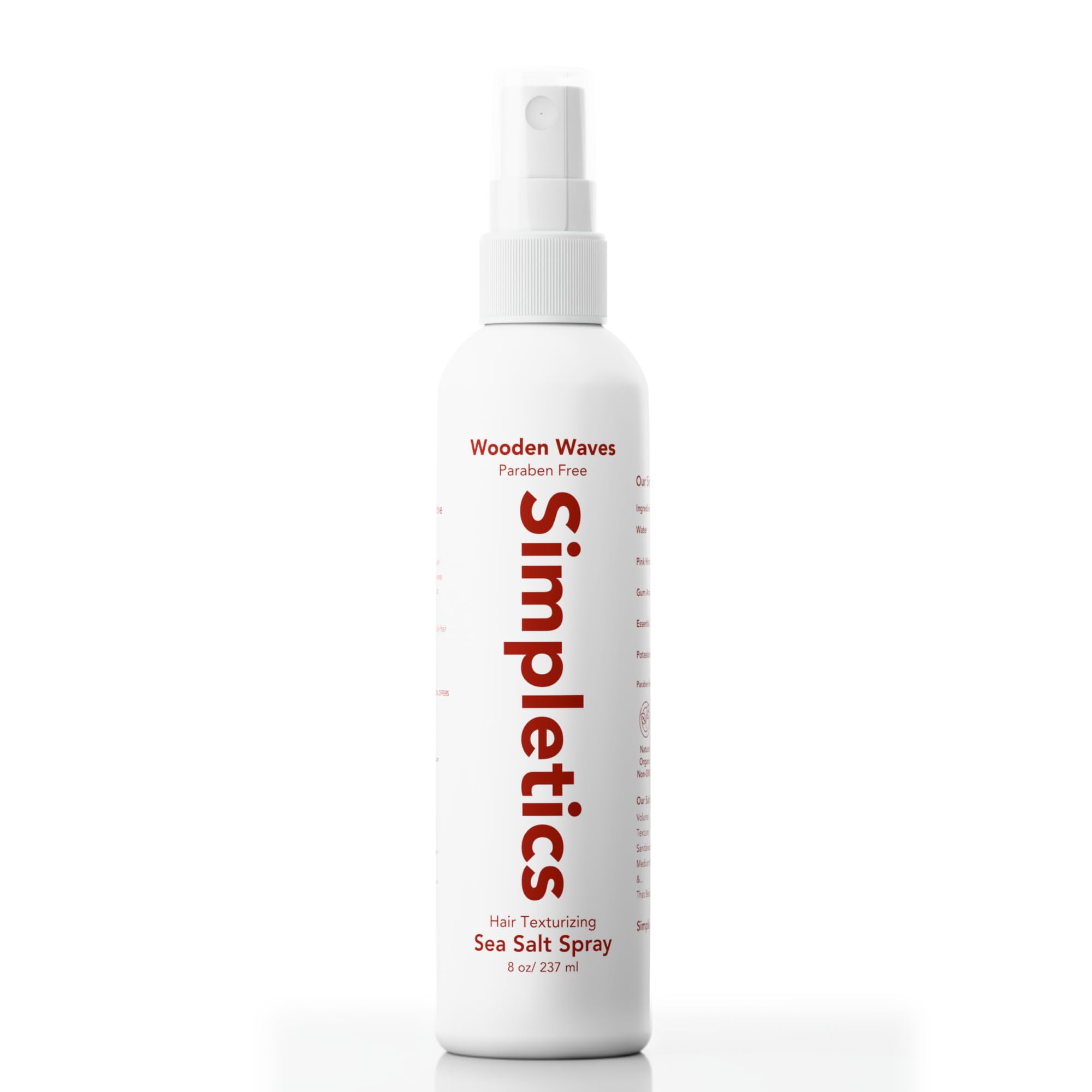 Simpletics Himalayan Sea Salt Hair Spray (Sandalwood Scent) – Natural 5-Ingredient Formula for Beach Waves & Volume – Light Hold, Non-Greasy, Paraben