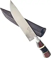Faca Artesanal FACAS FR 8' para Churrasco – Lâmina em Aço Inox 420 – Cabo de Osso e Chifre – Bainha em Couro Legítimo – Corte Preciso e Estilo Rústico Brasileiro