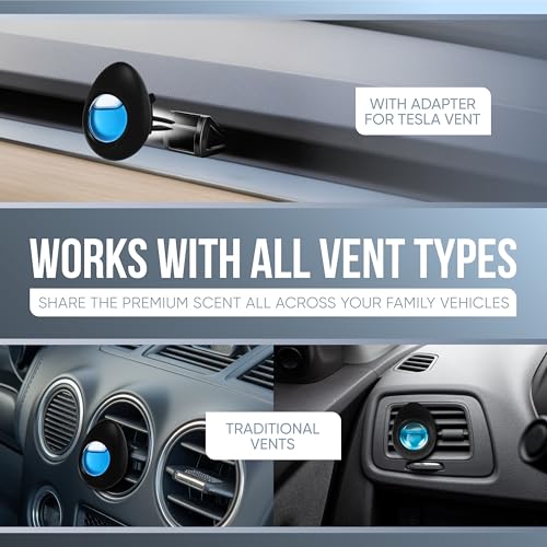 Image of Air Jungles Car Air Freshener Vent Clip 5 Ct with 2 Tesla Adapter | Compatible with Tesla Model Y 2020-2024, Model 3 2017-2023, Variety Scent, Silicon Adapter Secure Fit, Long Lasting