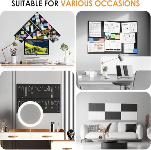 Image of Panchhi Store 2 Pcs Adhesive Notice Board Black Bulletin Board with 5 Drawing Pins Felt Message Board for Paste Notes, Photos, Schedules