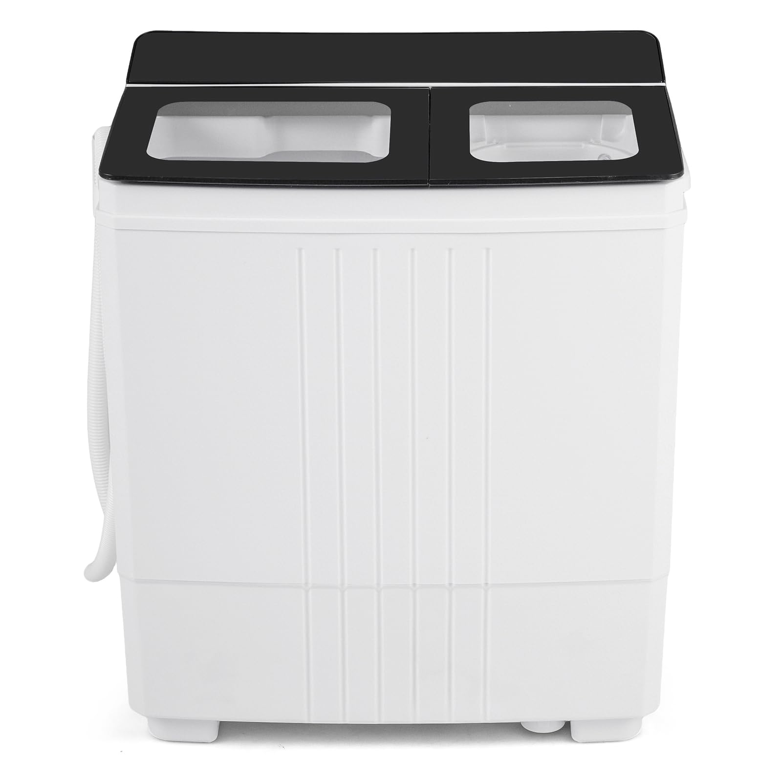 COSTWAY Portable Washing Machine, 20 lbs Compact Laundry Machine with 12 LBS Washer & 8 LBS Spinner Combo, Twin Tub Washer with Built-in Drain Pump for Apartments, RVs, Dorms, Black