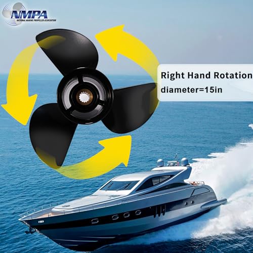 Image of VIF OEM Upgrade Aluminum Boat Propeller Compatible with Yamaha 150hp 175hp 200hp 220hp 225hp 250hp 300hp F150 F175 F200 F225 Outboard Engines,15 Tooth,Rh
