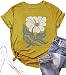 Vintage Floral Shirts Women Boho Wildflowers T-Shirt Wildflower Graphic Tee Shirts Summer Nature Tshirts Tops(Yellow,M)