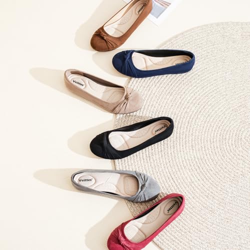 Image of Veittes Women's Wide Width Flat Shoes, Dressy Round Toe Slip On, Soft Comfortable Office Work Daily Walking Ballet Flats.