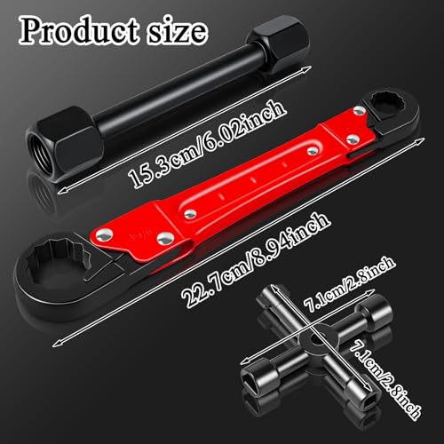 Ponpon Angle Stop Wrench Kit, Plumbing Tools, Angle-on Plumber Wrench for Quick And Hassle-Free Angle Stop And Supply Nut Installations(Red-A) - Image 3