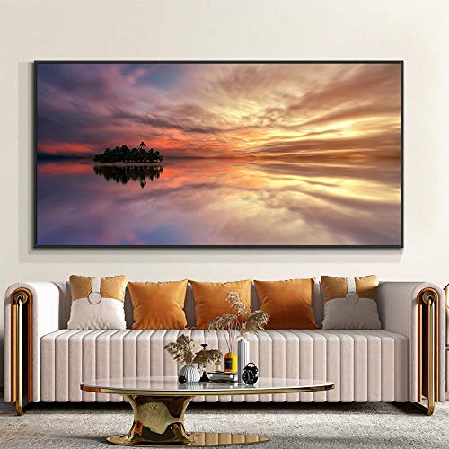 Toile paysage de coucher de soleil et pont 50x100 cm pour deco de chambre