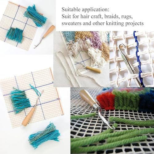 Image of 5Pcs /Sets Bent Latch Hook Crochet Hooks Hair Braiding Tools Dreadlocks Different Sizes Crocheting Weaving Needles for Hair Braiding, Rug Making and Art Crafts