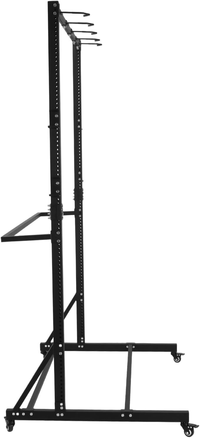 Mobile Freestanding Vertical Bike Rack with Locking Casters & 6 Hooks Vertical Bike Storage Stand Holds Up To 5 Bikes Height Adjustable for Garage Basement & Home