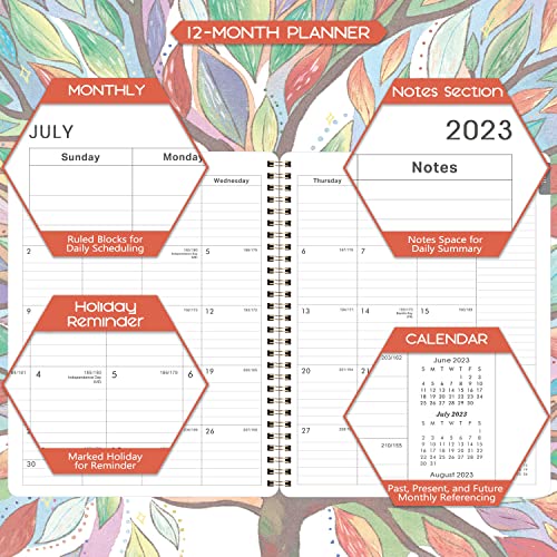 Planner 2023-2024 - Jul.2023 - Jun.2024, 2023-2024 Planner, Academic Planner 2023-2024, 8" X 10", Weekly Monthly Planner 2023-2024 With Marked Tabs, Thick Paper + Contacts + Twin-Wire Binding - Lucky Tree #TOP2
