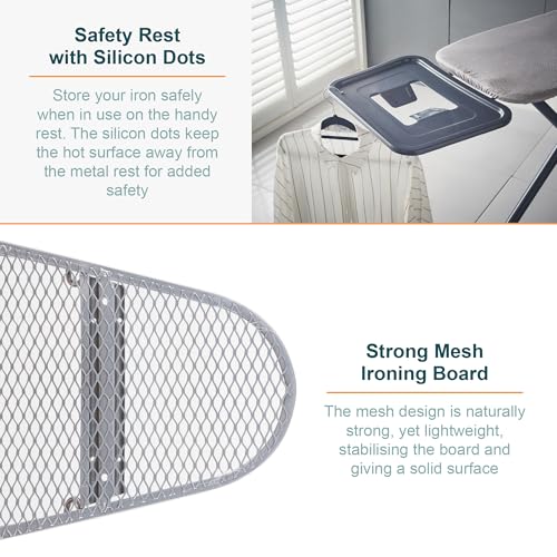 OurHouse Premium Adjustable Ironing Board - Large Durable, 2 Height Options, 100% Cotton Cover with 8mm Foam Pad, Easy Fold for Storage, Sturdy Steel Frame, Anti-Slip Feet, 140.5cm Board Size - Image 5