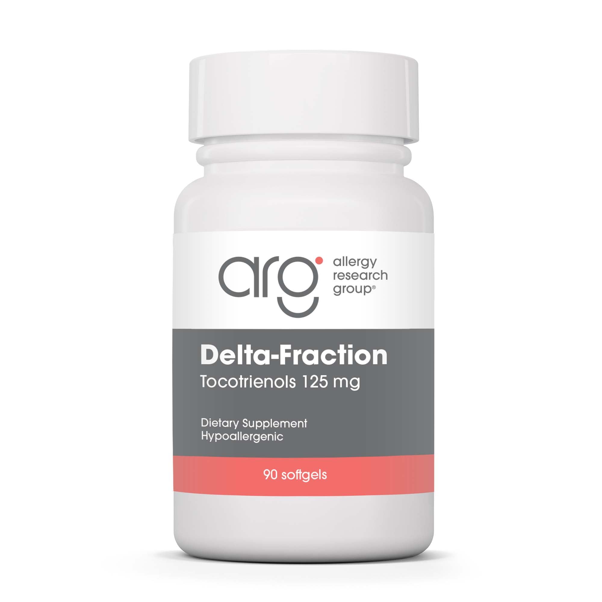 Allergy Research Group Delta-Fraction Tocotrienols Supplement - 125 mg Vitamin E, Annatto, Gamma, Tocotrienols Only, Tocopherol-Free, Hypoallergenic, Softgels - 90 Count