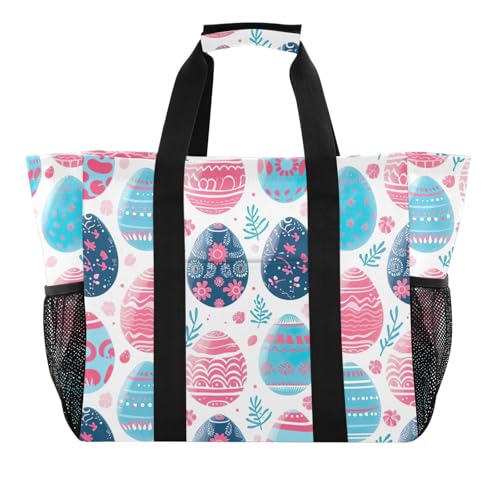 YETTASBIN Easter Egg Large Foldable Travel Tote Bag, Lightweight Waterproof Swim Pool Bag with Handles & Pocket for Beach Outdoor, Reusable Grocery Bag for Kitchen, Shopping2