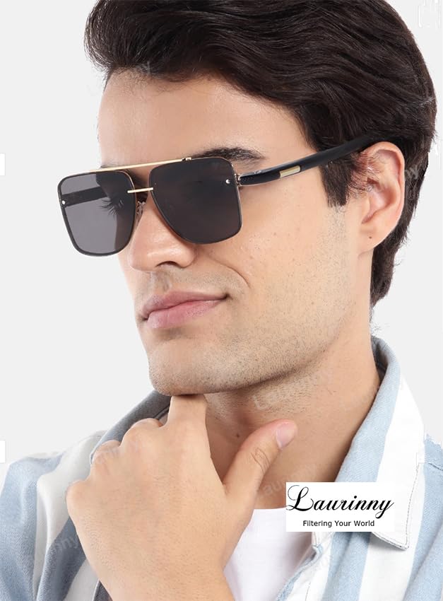 Image of Ultra Lightweight Polarized Square Aviator Sunglasses for Men Women Trendy Fashion Double Bridge Pilot Sun Glasses