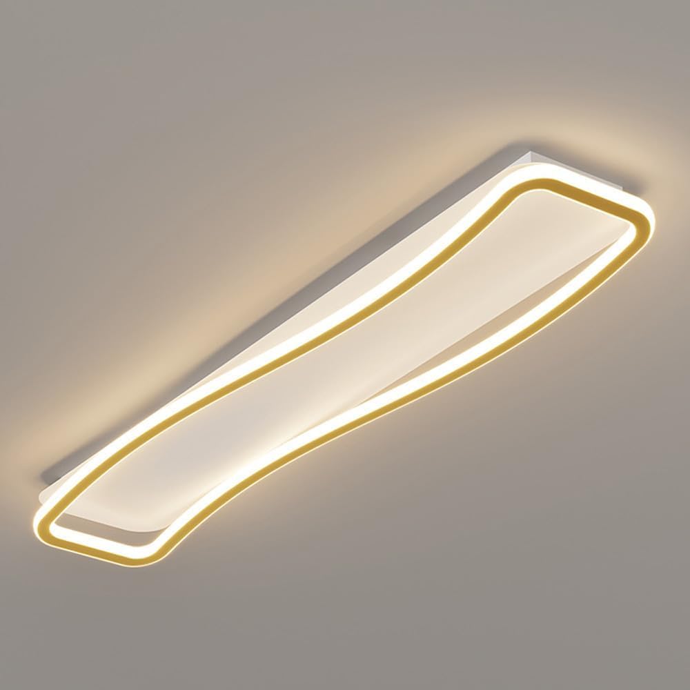 ZTCHSENZT Long LED Flush Mount Ceiling Light White Modern Linear LED Ceiling Light Dimming Gold Hallway Lighting Fixture Black Closet Ceiling Lamp,Lighting Wall Sconce,Gold-60CM