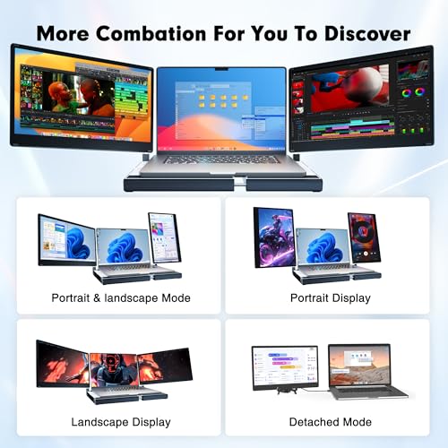 undefined 2025 New Upgraded Laptop Screen Extender Portable Monitor,1080P FHD IPS Screen,Monitor Extender for Laptop,Fit for 13-17" Laptops, Plug & Play Compatiable with Wins/Mac/Android/Switch (Detachable 14") の商品画像 4