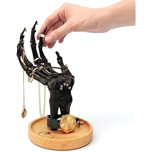 Suck UK Skeleton Ring Holder Gothic Jewellery Organiser Gothic Jewellery Box Halloween Stand Or Trinket Dish Goth Home Decor Goth Decor Gifts For Women Black