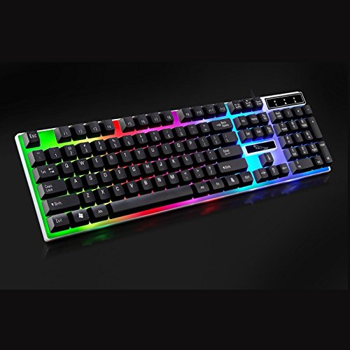 DSQS AYSMG ZGB G21 104 Keys USB Wired Mechanical Colorful Backlight Office Computer Keyboard Gaming Keyboard(Black) (Color : Black)