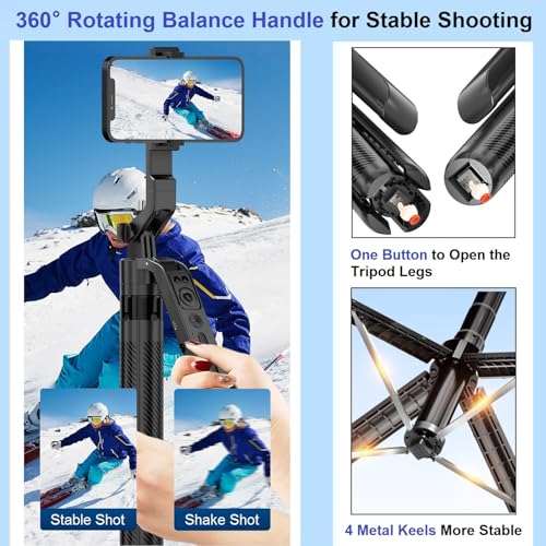 Auto Face Tracking Tripod for iPhone, 360° Rotation Motion Sensor Phone Tripod Stand, 71” Extendable Smart Tracking Phone Holder Selfie Stick Tripod for Android Phone Camera Mount for Video Vlog - Image 6