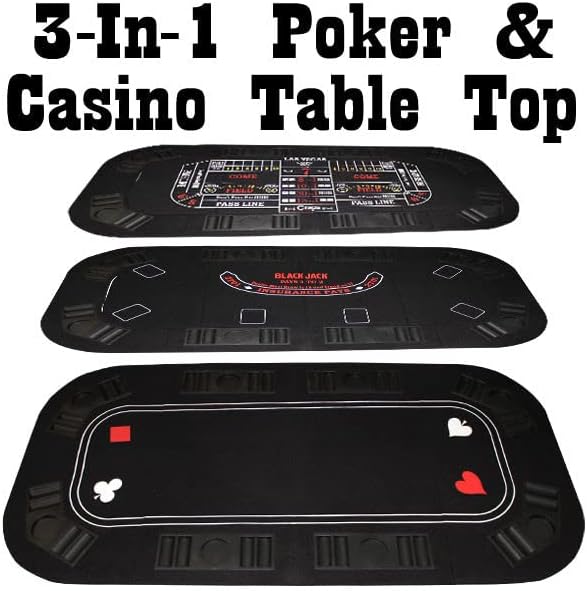 3-In-1 Poker & Casino Folding Table Top