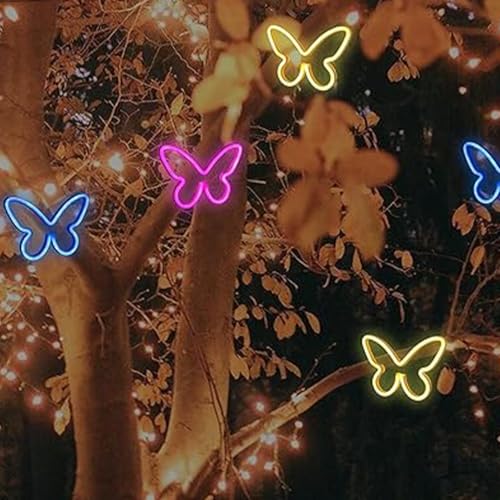 Image of 3PCS LED Neon Light Sign Butterfly Neon Signs Home Night Lights for Kids' Bedroom Decorative lamps Wall Art Romantic Christmas Birthday Gift